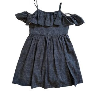 Milly Minis Girls Bella Denim Ruffle Dress 10
